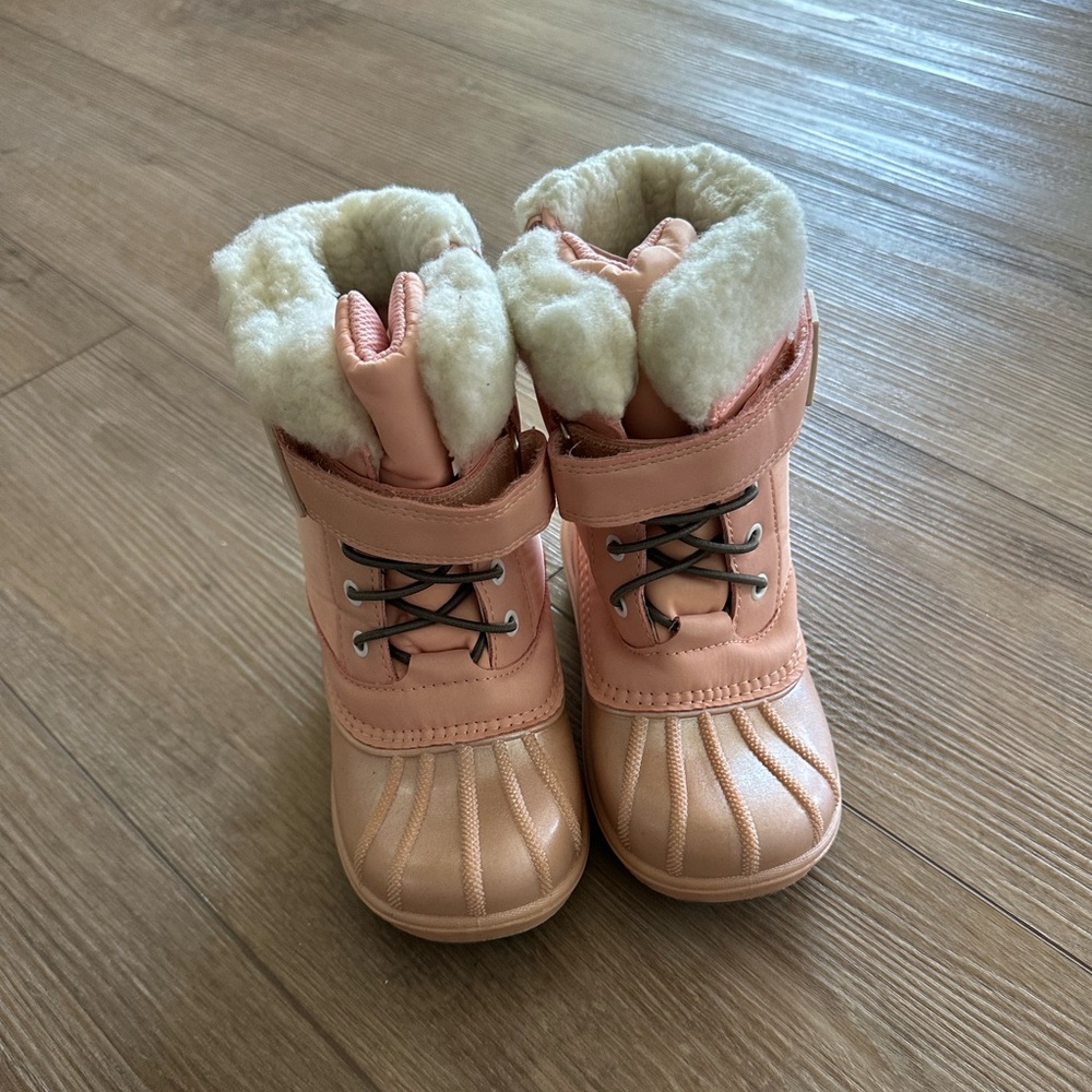 Toddler Pink Snow Boots Winter Boots with Faux Fur